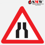 Road Narrows On Both Sides Ahead Signs