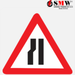 Road Narrows On The Left Ahead Signs